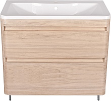 Style Line Тумба с раковиной напольная Атлантика 100, Люкс ясень перламутр, PLUS